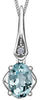 White Gold Aquamarine, Diamond Pendant Necklace.