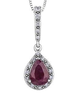 White Gold Ruby, Diamond Pendant Necklace.