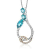 White Gold Paraiba Topaz, Diamond Pendant Necklace.