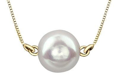 Yellow Gold Cultured Pearl Pendant Necklace.