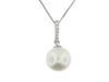 White Gold Pearl, Diamond Pendant Necklace.