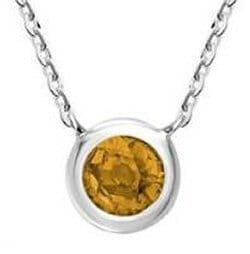 White Gold Citrine Solitaire Pendant Necklace.