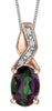 Rose Gold Mystic Topaz, Diamond Drop Pendant Necklace.