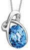 White Gold Blue Topaz, Diamond Pendant Necklace.