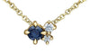 Yellow Gold Blue Sapphire, Canadian Diamond Pendant Necklace.