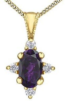 Yellow Gold Amethyst, Diamond Pendant Necklace.