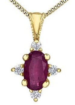 Yellow Gold Ruby, Diamond Pendant Necklace.