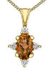 Yellow Gold Citrine, Diamond Pendant Necklace.