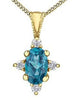 Yellow Gold Blue Topaz, Diamond Pendant Necklace.