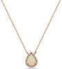 Rose Gold Pear Shaped Opal, Diamond Pendant Necklace.