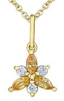 Yellow Gold Yellow Sapphire, Diamond Pendant Necklace.