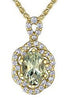 Yellow Gold Green Amethyst, Diamond Pendant Necklace.