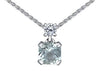 White Gold Canadian Diamond, Aquamarine Pendant Necklace.