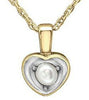 Yellow Gold Pearl Heart Pendant Necklace.