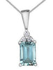 White Gold Aquamarine, Diamond Pendant Necklace.