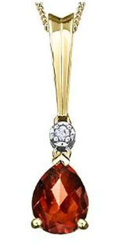 Yellow Gold Garnet, Diamond Pendant Necklace.