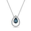 White Gold London Blue Topaz, Diamond Pendant Necklace.