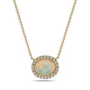 Yellow Gold Opal, Diamond Pendant Necklace.