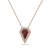 Rose Gold Garnet, Diamond Pendant Necklace.