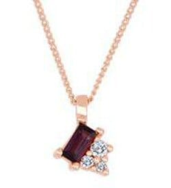 Rose Gold Rhodolite Garnet, Canadian Diamond Pendant Necklace.