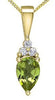 Yellow Gold Peridot, Diamond Pendant Necklace.