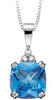 White Gold Blue Topaz, Diamond Pendant Necklace.