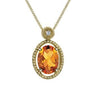 Yellow Gold Citrine, Diamond Pendant Necklace.