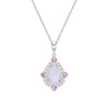 White Gold Opal, Pink Sapphire, Diamond Pendant Necklace.