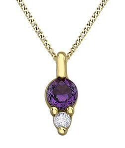 Yellow Gold Amethyst, Diamond Pendant Necklace.