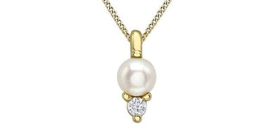 Yellow Gold Pearl, Diamond Pendant Necklace.