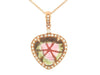 Rose Gold Watermelon Tourmaline, Diamond Pendant Necklace.