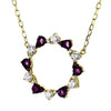 Yellow Gold Ruby, Diamond Circle Pendant Necklace.