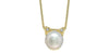 Yellow Gold Pearl, Diamond Circle Pendant Necklace.