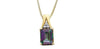 Yellow Gold Mystic Topaz, Diamond Drop Pendant Necklace.