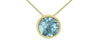 Yellow Gold Aquamarine Circle Pendant Necklace.