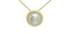 Yellow Gold Pearl Circle Pendant Necklace.