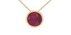 Yellow Gold Ruby Circle Pendant Necklace.