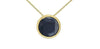 Yellow Gold Blue Sapphire Circle Pendant Necklace.