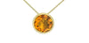 Yellow Gold Citrine Circle Pendant Necklace.