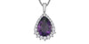 White Gold Amethyst, Diamond Drop Pendant Necklace.