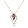 Yellow Gold Amethyst, Diamond Pendant Necklace.