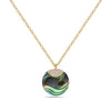 Yellow Gold Abalone Pendant Necklace.