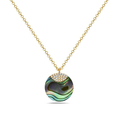 Yellow Gold Abalone Pendant Necklace.