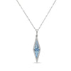 White Gold Blue Topaz, Diamond Drop Pendant Necklace.