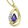 Yellow Gold Amethyst, Diamond Pendant Necklace.