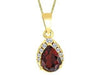 Yellow Gold Garnet, Canadian Diamond Drop Pendant Necklace.