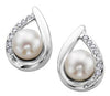 White Gold Pearl, Diamond Stud Earrings.