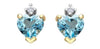 Yellow Gold Blue Topaz, Diamond Heart Stud Earrings