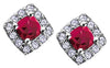 White Gold Ruby, Diamond Stud Earrings