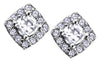 White Gold White Zircon, Diamond Stud Earrings